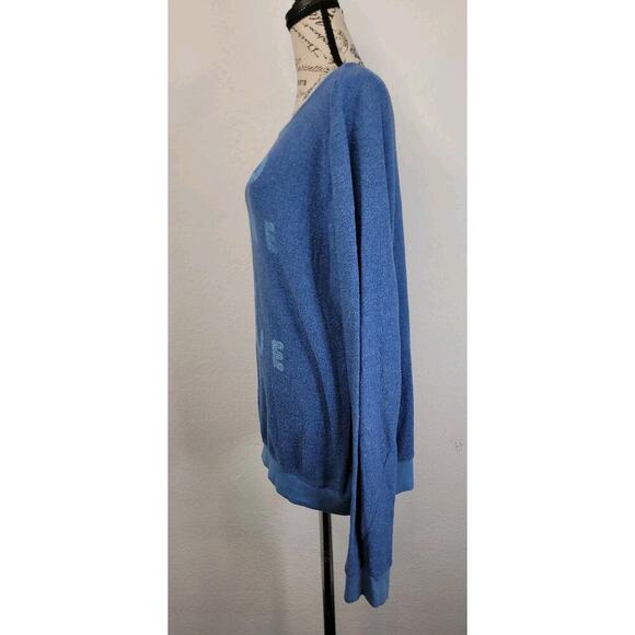 Wildfox Sweatshirt Womens SZ L Red Wine & Blue Statement Beach Graphic Blue - Picture 7 of 9